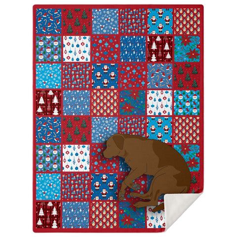 Throw Blanket - Christmas Patchwork - Chocolate Lab