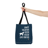 Tote Bag -Donate, Foster, Rescue: Navy
