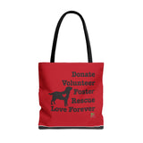 Tote Bag - Donate, Foster, Adopt: Red