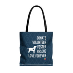 Tote Bag -Donate, Foster, Rescue: Navy