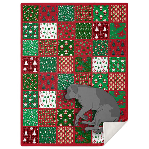 Throw Blanket - Christmas Patchwork - Silver Lab
